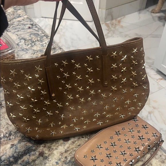 Jimmy Choo Handbags - Jimmy Choo Beige Star-Studded Bag and Wallet